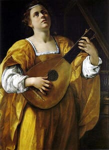 woman playing lute