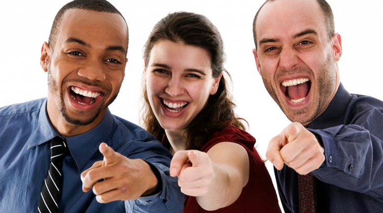 photo of fake people laughing