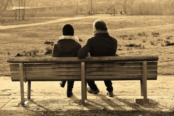 two friends on a bench